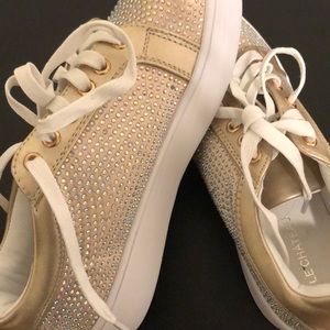 Gold sparkly shoes